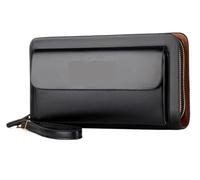 FENGJISUN Portefeuille Porte Monnaie Porte-Cartes Portefeuille À Double Fermeture Éclair Rétro en Cuir, Sacs À Main Compacts De Luxe pour Hommes, Organisateur Porte-Monnaie Porte-Monnaie(Black)