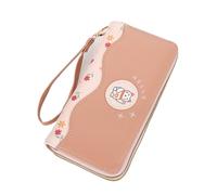 FENGJISUN Portefeuille Porte Monnaie Portefeuille Minimaliste en Cuir pour Femmes, Pochette Longue À Fermeture Éclair pour Filles, Poche pour Pièces De Monnaie Porte-Monnaie(Rosa)