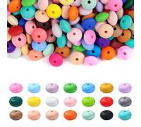 Fenglin-joy 100pcs 12mm Perles d'Abaque en Silicone Multicolores Rondes pour DIY Bracelet Collier Bijoux Porte Clés Artisanat