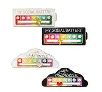 Fenglin-joy My Social Battery Pin,4 Pièce Broche Amusante pour Humeur Sociale Broches de Batterie Sociale Broche amusante pour 7 jours pour Sacs à Dos, Vestes Et Chapeaux