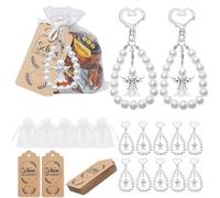 Fenglin-joy Porte-Clés Ange en Perles,10 pcs Pendentifs Ange Gardien with Organza Bag and Kraft Paper Label for Baby Shower Favours Wedding Favours Party Favours