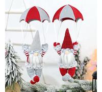 fengman123 Lot de 2 figurines de Père Noël parachutiste - Lutin - Décoration de Noël - Nain de Noël - Petites figurines de Noël scandinaves fabriquées à la main