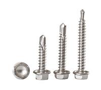 fengpeng 5/10/20pcs M4.2 .8 M5. M6.3 Hex Head Self Drilling Screws, 410 Stainless Steel Sheet Metal Tek(M4.2x19mm-20pcs)