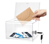 FENGQ Acrylique Don et Urne avec Serrure, Boîte de Suggestions Transparent Acrylique, Urne De Vote pour commentaires, Dons, bulletins de Vote, Cartes de Visite, Dons de Charité