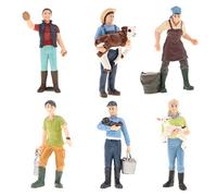 FengQingHuaGG Lot de 6 figurines miniatures de fermier pour décoration de maison de poupée, pour jeux de simulation et décoration de maison