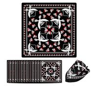 FENGQQKJ Bandana pirate - Tête de mort - Noir - Foulard - Avec tête de mort - Double face - Mouchoir de poche - 15 pièces pour fête - Thème pirate