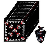 FENGQQKJ Bandana Tête de Mort Noir - Foulard de Pirate Double Face - 15 Pièces pour Fête Thème Pirate - Mouchoir de Poche, 54 x 54 cm