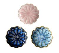 FENGQQKJ Lot de 3 plateaux à bijoux en céramique - Motif fleurs - Plateau décoratif en porcelaine - Pour bagues, boucles d'oreilles, colliers, rouges à lèvres - Rose et blanc