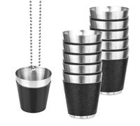 FENGQQKJ Lot de 8 verres à liqueur en acier inoxydable - À suspendre - Avec chaîne - 30 ml - Réutilisables pour les fêtes