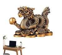 Fengs Shuui Statue de dragon chinois, pièce de monnaie zodiacs, figurine | Figurine de dragon décorative symbolisant la prospérité, la richesse, le succès et l'énergie positive pour la maison et le