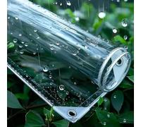 FENGSHOUU Bâche Transparente avec œillets,0.35mm Epaisse Multifonction PVC Protection Baches,pour Extérieur,Plantes,Serre,Jardin,Meubles,Nichoir pour Chien,Toit (1.4m x 1.4m)