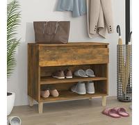 Fengshui Armoire à chaussures en chêne fumé 70 x 36 x 60 cm avec 2 compartiments et tiroir, rangement sans poussière pour chaussures, plateau supérieur stable pour la décoration, avec