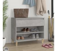 Fengshui Armoire à chaussures gris béton en bois - 70 x 36 x 60 cm - Avec 2 compartiments et tiroir - Rangement sans poussière pour chaussures - Plateau supérieur stable pour décoration - Avec