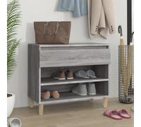 Fengshui Armoire à chaussures gris sonoma 70 x 36 x 60 cm en bois avec 2 compartiments et tiroir, rangement sans poussière pour chaussures, plateau supérieur stable pour décoration, avec