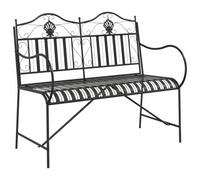 Fengshui Banc de jardin en acier noir 103,5 x 59 x 89 cm | Robuste, résistant aux intempéries, dossier droit, accoudoirs, pour 2 personnes, montage facile