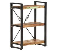 Fengshui Bibliothèque de style industriel à 3 compartiments 60 x 30 x 80 cm en bois recyclé massif avec cadre en acier revêtu par pulvérisation, idéale pour ranger des livres et la décoration