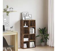 Fengshui Bibliothèque en bois de chêne fumé 66 x 30 x 130 cm, étagère sur pied avec 8 compartiments, buffet polyvalent, bibliothèque décorative pour salon, nettoyage facile