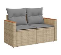 Fengshui Canapé de jardin 2 places en polyrotin beige | Housses amovibles et lavables, design modulaire, coussins rembourrés épais