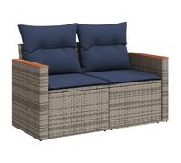 Fengshui Canapé de jardin 2 places en rotin synthétique gris avec coussins | Design modulaire, housses amovibles et lavables, résistantes aux intempéries, faciles d'entretien