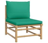 Fengshui Canapé de jardin en bambou avec dossier Vert | Design modulaire, coussin rembourré épais, matériau naturel durable, instructions de montage incluses (français non garanti)