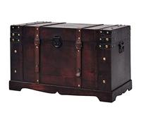 Fengshui Coffre de rangement antique 66 x 38 x 40 cm | Bois, fermeture à pression, deux poignées latérales, décoration pour vêtements et livres