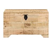 Fengshui Coffre en bois massif de mangue | Utilisable comme table basse, style rétro, couvercle solide, deux poignées, grain de bois unique