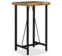 Fengshui Ensemble de bar 3 pièces en bois vieilli massif, 1 table basse, 2 tabourets de bar