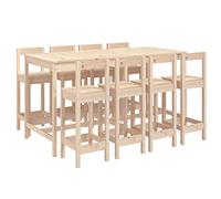 Fengshui Ensemble de bar de jardin 9 pièces en bois massif de pin