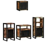Fengshui Ensemble de meubles de salle de bain modernes avec étagère 4 pièces en bois massif recyclé, montage mural, design minimaliste pour un rangement peu encombrant des articles de toilette