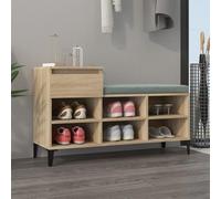 Fengshui Étagère à chaussures en chêne Sonoma - 102 x 36 x 60 cm - En bois avec 6 compartiments et 1 tiroir - Meuble à chaussures avec pieds en métal et plateau supérieur stable - Rangement sans