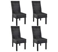 Fengshui Kubu Lot de 4 chaises de salle à manger en rotin et bois de | Rotin tressé à la main, sièges confortables, facile à nettoyer, charge jusqu'à 110 kg