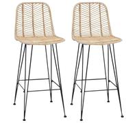 Fengshui Lot de 2 chaises de bar en rotin et fer 44 x 52 x 111 cm