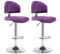 Fengshui Lot de 2 tabourets de bar en cuir synthétique violet