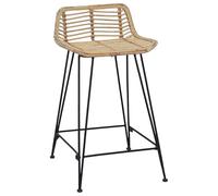 Fengshui Lot de 2 tabourets de bar en rotin et acier naturel 44 x 45 x 76 cm