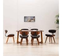 Fengshui Lot de 6 chaises de salle à manger en bois de buyer gris et tissu | Rembourrage doux, design ergonomique, 4 pieds en bois stables, charge maximale : 110 kg
