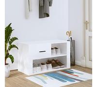 Fengshui Meuble à chaussures blanc brillant en bois avec 2 compartiments et tiroir, beaucoup d'espace de rangement pour chaussures, plateau supérieur stable utilisable comme étagère ou banc, montage