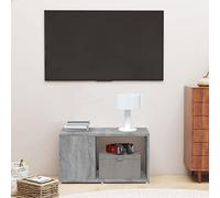 Fengshui Meuble TV gris Sonoma 60 x 24 x 32 cm en bois avec beaucoup d'espace de rangement pour DVD et consoles de jeux, plateau supérieur stable pour la décoration et polyvalent comme bibliothèque.