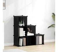 Fengshui Système d'étagères modulaires en plastique PP avec 6 cubes - Noir - Cadre en acier - Imperméable - Facile d'entretien - Pour la maison, la chambre d'étudiant ou le bureau