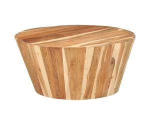Fengshui Table basse Ø 65 x 31 cm en bois massif d'acacia | Fabriqué à la main, solide et durable, pour magazines et livres, grain unique