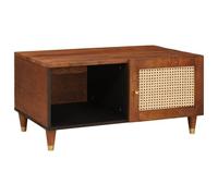 Fengshui Table basse 80 x 50 x 40 cm en bois massif de mangue | Avec espace de rangement, design du milieu du siècle, pieds fins, polyvalent pour le salon