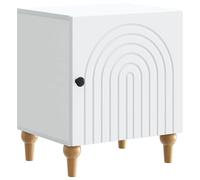 Fengshui Table de chevet blanche 43 x 34 x 50 cm en aggloméré | Avec porte et poignée à bouton, charnière à 90 degrés, facile d'entretien, pour chambre à coucher, salon