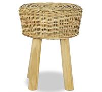 Fengshui Tabouret de bar en rotin naturel avec pieds en teck