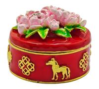 Fengshuibringluck Boîte à bijoux Feng Shui - Pivoine - Fleur de pêcher rouge - Activez la chance et améliorez l'énergie de l'amour - Amulette - Cadeau pour femme