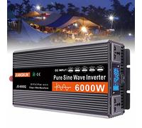 FENGSSLL Convertisseur Pur Sinus 3000W 4000W 5000W 6000W Onduleur, Transformateur, 12V 24V 48V 60V vers 220V 230V, 2 Prises AC et Affichage à LED,6000W-12V