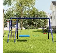 FENGSSLL Ensemble de balançoires d'extérieur - 3 balançoires + portique + Panier de Basket, Combinaison de balançoires d'extérieur, balançoire Suspendue, balançoire à Ceinture