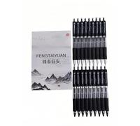 Fengtaiyuan AD038P18 Lot de 18 stylos à encre gel rétractables 0,38 mm Encre noire ultra fine écriture lisse Noir 0,38 mm
