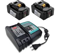 FengWings® 2X BL1850B 18V 5,0Ah + Chargeur 3 A pour DC18RCT DC18RA, Remplacer pour makita 18V Batterie BL1850 BL1850B BL1860B BL1840 BL1830 194204-5 LXT-400