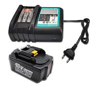 FengWings® BL1850B Batterie avec Chargeur DC18RC, Compatible avec Makita 18v Batterie BL1830 BL1840 BJR181 BCF201 BCL180 BCS550 BDA350 BDF451 BHP451 BHR202 BHR202F BHR241