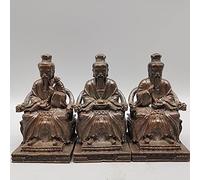 FENGWXINW Sculpture Ornements Statue De Sculpture Anciennes Statues Taoïstes en Bronze Rouge Chinois des Trois Empereurs Qing