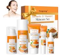 Fengyang® 5Pcs Coffret de soins pour la peau à la vitamine C, Coffret de soins à la vitamine C, Ensemble de Sérum Visage à la Vitamin C, Ensemble Hydratant Apaisant, Améliorer le Teint Terne